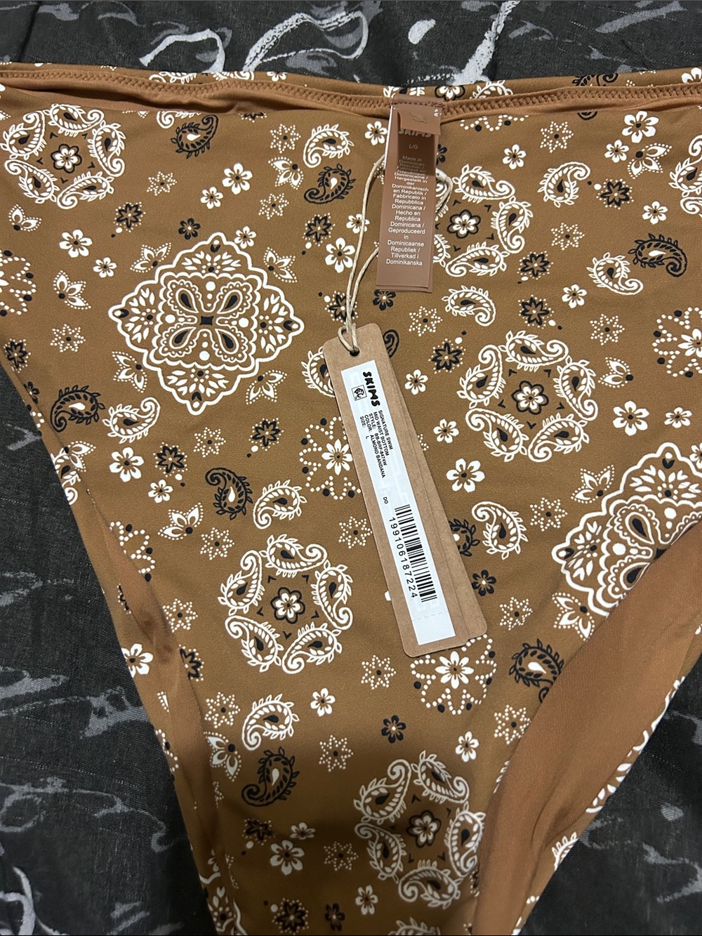 SKIMS Brown Paisley High-Cut Bikini Bottom - Picture 2 of 6